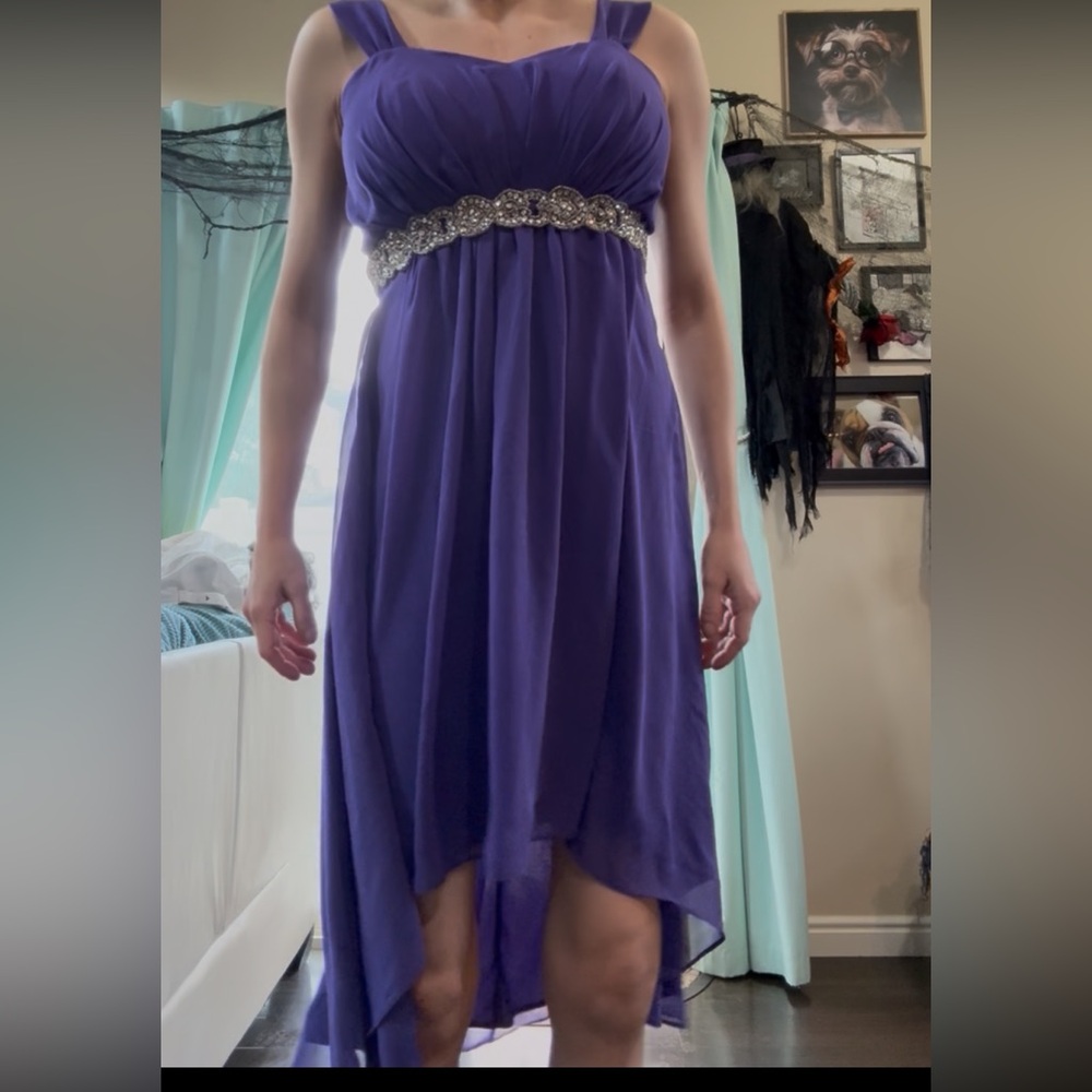NWOT medium Purple Embellished high low Dress